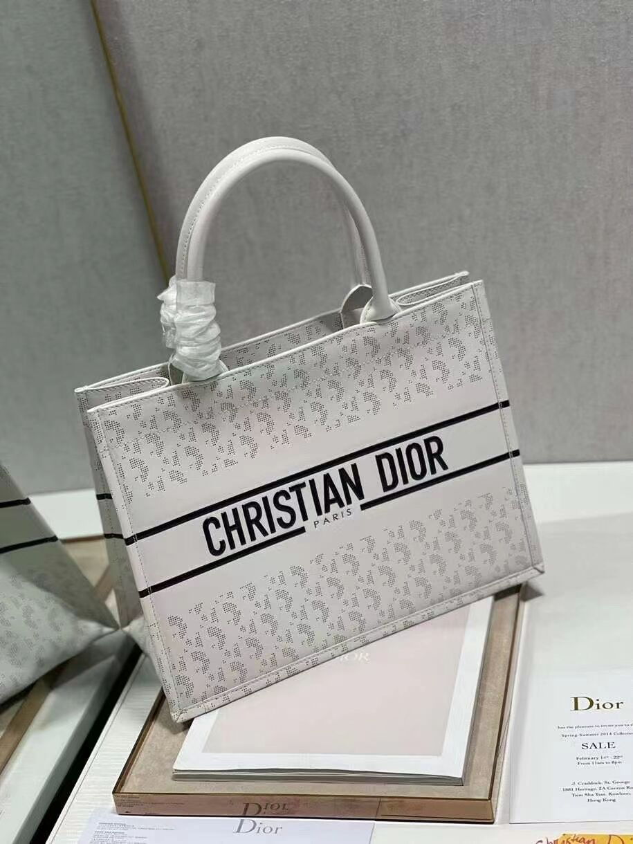 DIOR BOOK TOTE leather Constellation Embroidery M1296ZR white