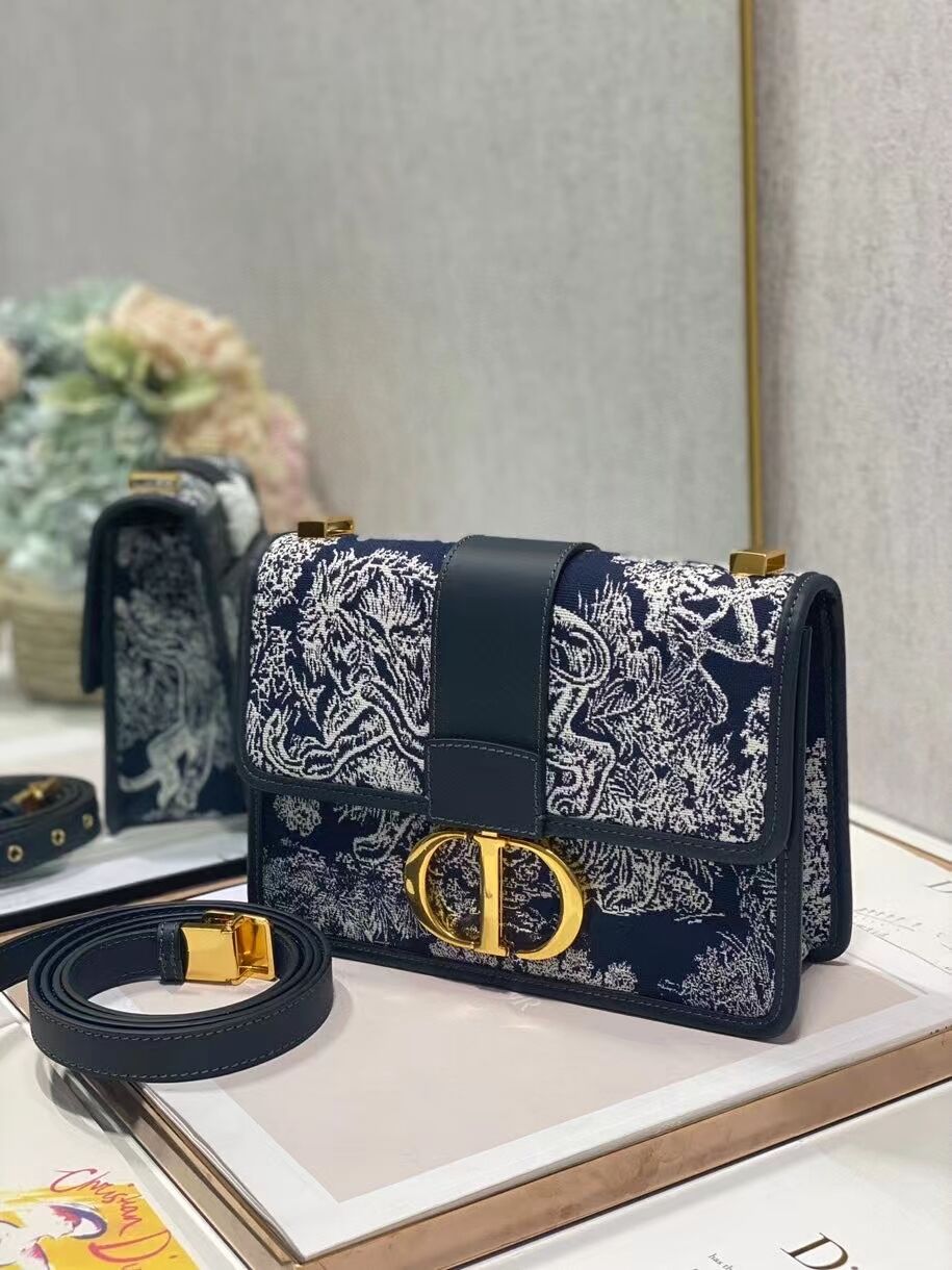 Dior 30 MONTAIGNE BAG Oblique Jacquard C9263-2 dark blue