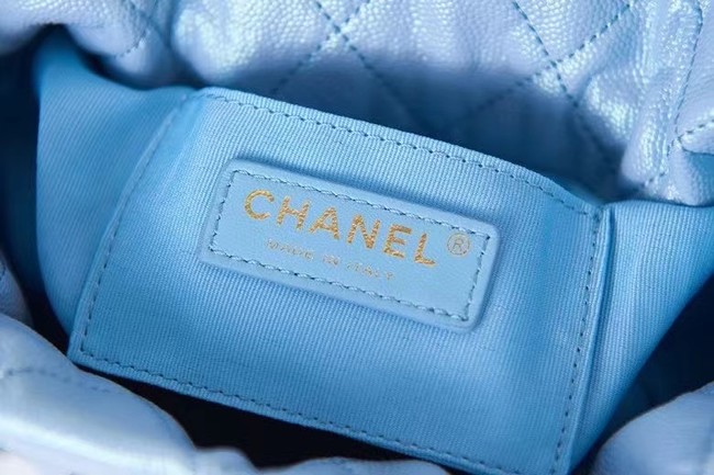 Chanel Drawstring Bag Grained Calfskin & Gold Metal AS2859 light blue