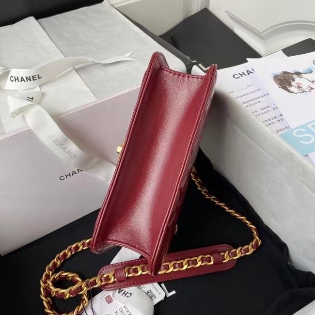 Chanel small Flap Shoulder Bag Original leather AS2714 Wine