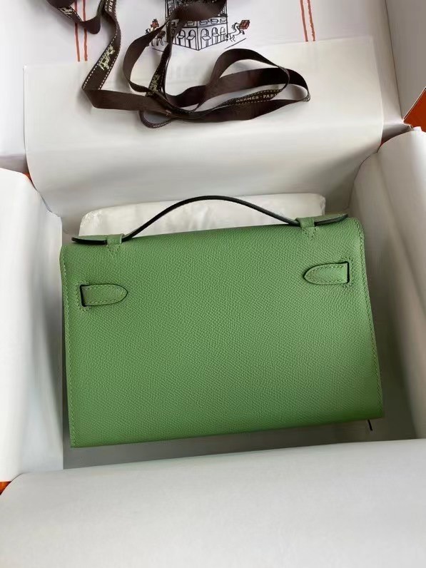 Hermes Original Epsom Leather KEL2278 green&gold-Tone Metal