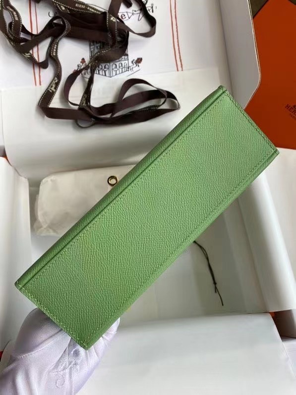 Hermes Original Epsom Leather KEL2278 green&gold-Tone Metal