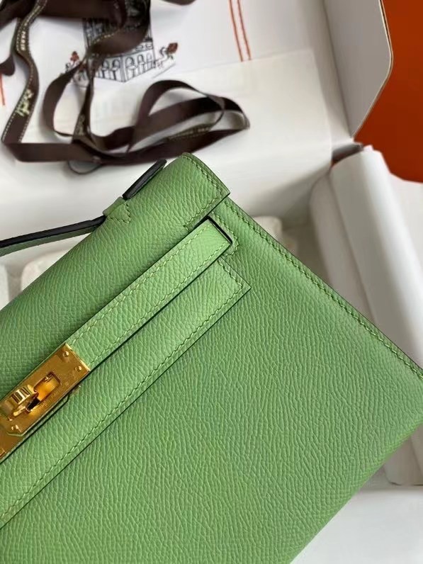 Hermes Original Epsom Leather KEL2278 green&gold-Tone Metal