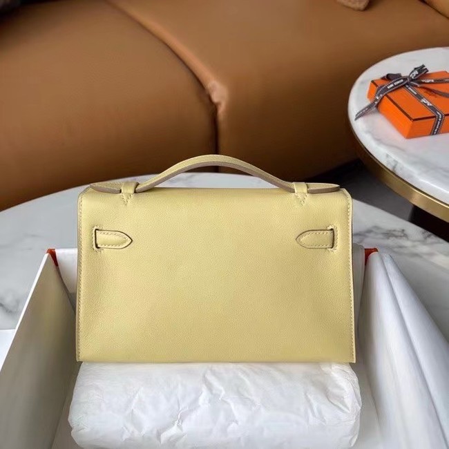 Hermes Original Epsom Leather KEL2278 Pearl White&Silver-Tone Metal