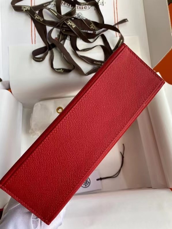 Hermes Original Epsom Leather KEL2278 red&gold-Tone Metal