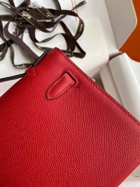 Hermes Original Epsom Leather KEL2278 red&gold-Tone Metal