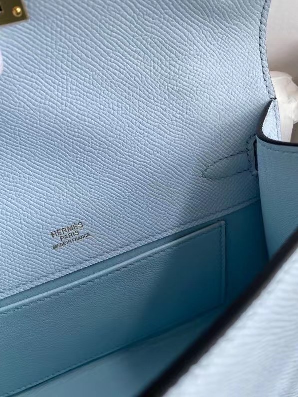 Hermes Original Epsom Leather KEL2278 sky blue&gold-Tone Metal