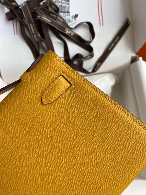 Hermes Original Epsom Leather KEL2278 yellow&Silver-Tone Metal