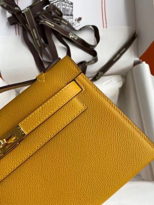 Hermes Original Epsom Leather KEL2278 yellow&gold-Tone Metal