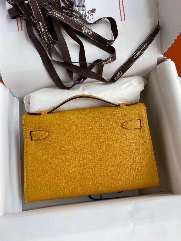 Hermes Original Epsom Leather KEL2278 yellow&gold-Tone Metal