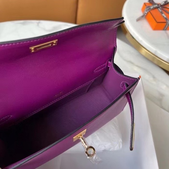 Hermes Original swift Leather KEL2278 purple&gold-Tone Metal