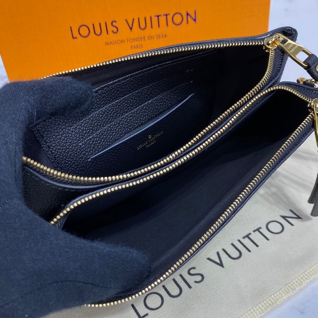 Louis vuitton Monogram Empreinte DOUBLE ZIP POCHETTE M80084 Black&Beige