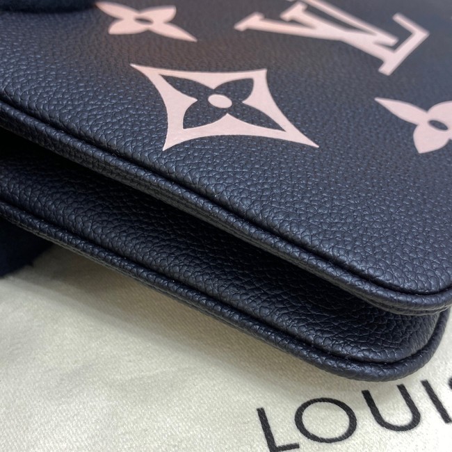 Louis vuitton Monogram Empreinte DOUBLE ZIP POCHETTE M80084 Black&Beige