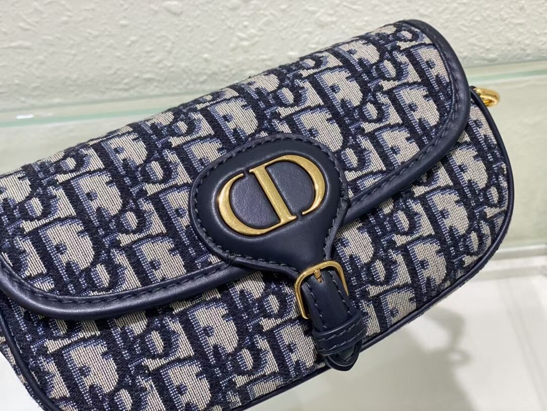 MEDIUM DIOR BOBBY BAG Warm Taupe Box Embroidery M9327 dark blue