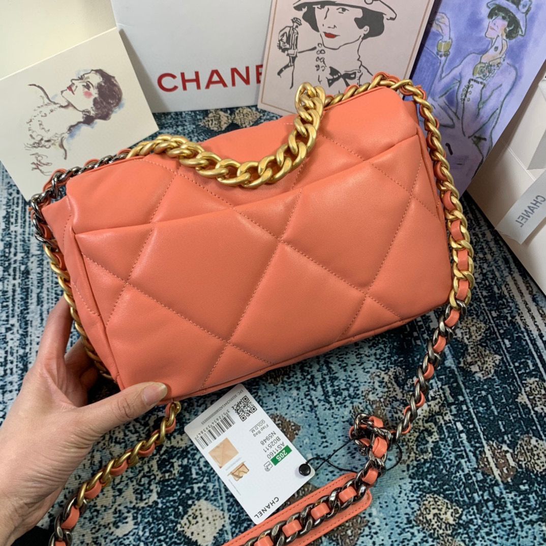 Chanel 19 flap bag Original Leather AS1160 AS1161 AS1162 Coral