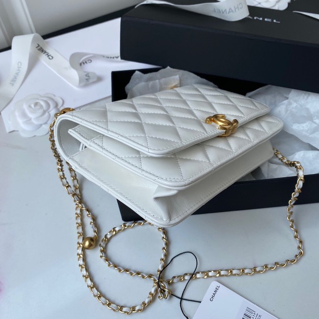 CHANEL Lambskin Flap Shoulder Bag AP2289 white