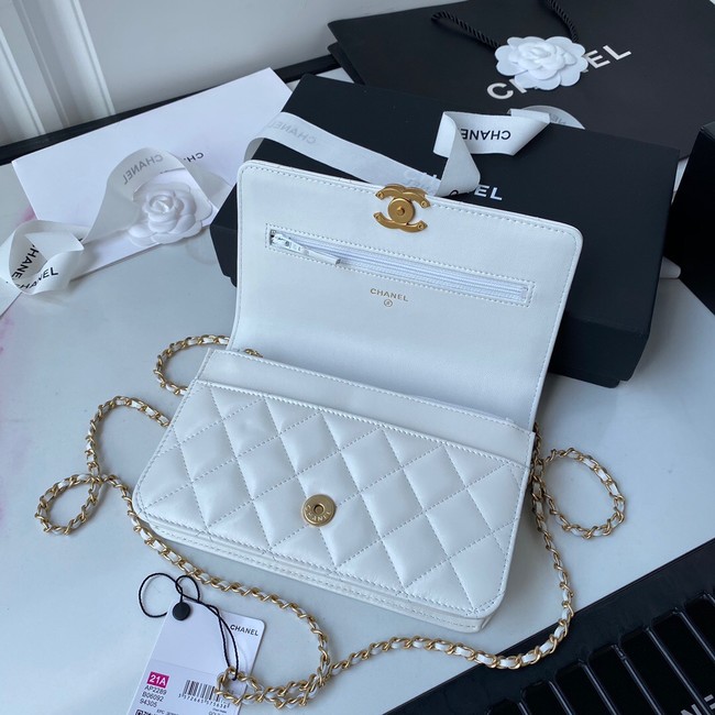 CHANEL Lambskin Flap Shoulder Bag AP2289 white