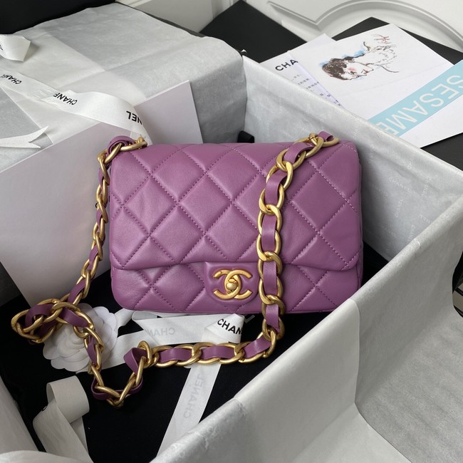 CHANEL Lambskin Flap Shoulder Bag 2022SS purple