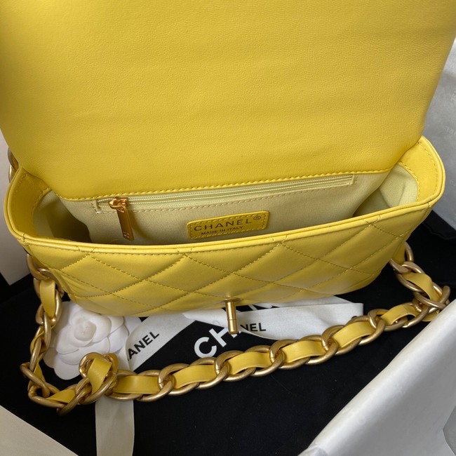 CHANEL Lambskin Flap Shoulder Bag 2022SS yellow