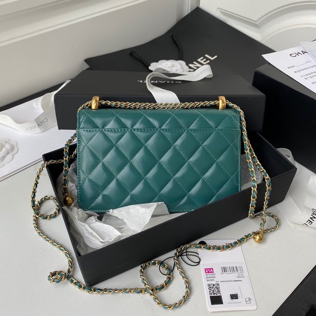 CHANEL Lambskin Flap Shoulder Bag AP2289 green