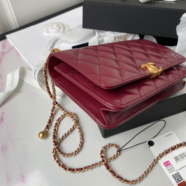 CHANEL Lambskin Flap Shoulder Bag AP2289 red