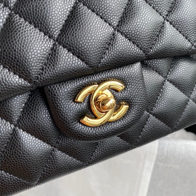 Chanel Flap Shoulder Bag Grained Calfskin A01112 gold-Tone Metal black