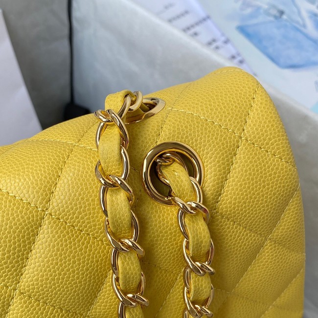 Chanel Flap Shoulder Bag Grained Calfskin A01112 gold-Tone Metal yellow