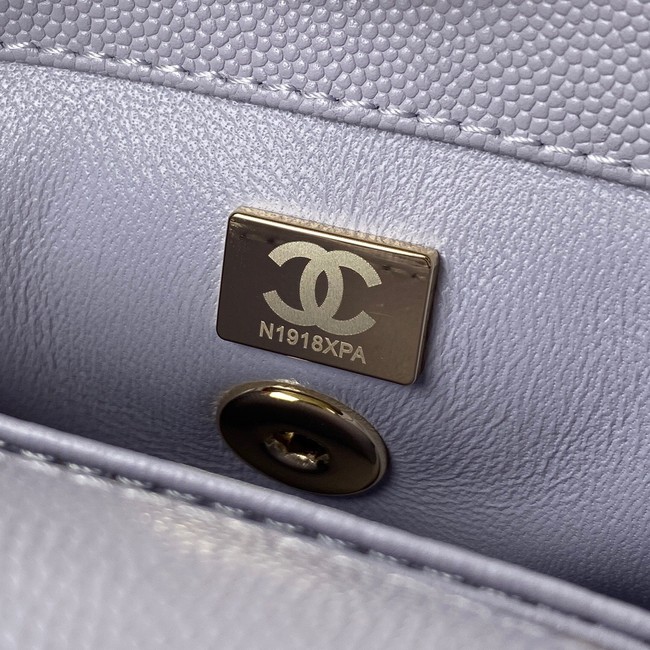 Chanel flap bag with top handle Grained Calfskin gold-Tone Metal AS2215 light purple