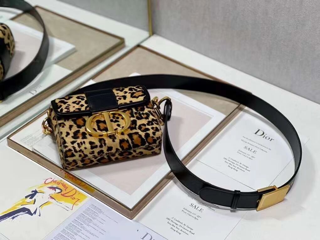 Dior 30 MONTAIGNE BOX BAG Oblique Jacquard C9288 Brown Leopard Print