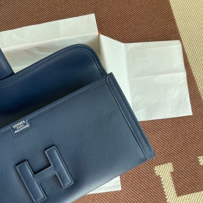 Hermes Original jige swift Leather Clutch 37088 Sapphire blue