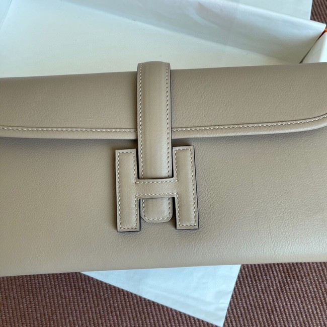 Hermes Original jige swift Leather Clutch 37088 light gray