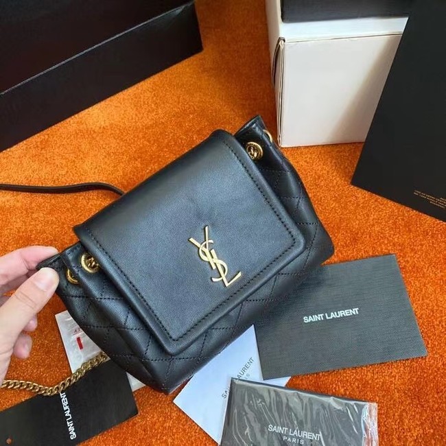 YSL MONOGRAM MINI NOLITA IN LAME LEATHER 672738 BLACK