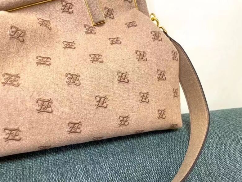 FENDI FIRST MEDIUM flannel bag with embroidery 8BP127A Beige