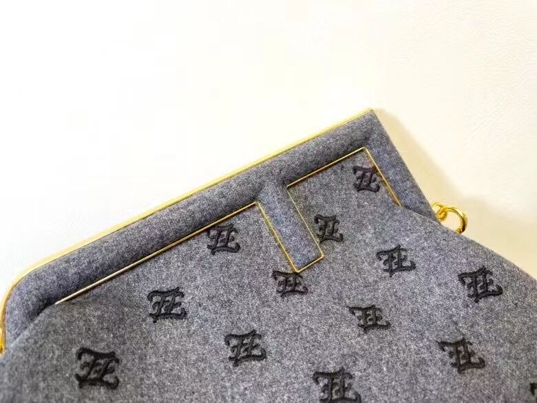 FENDI FIRST MEDIUM flannel bag with embroidery 8BP127A gray