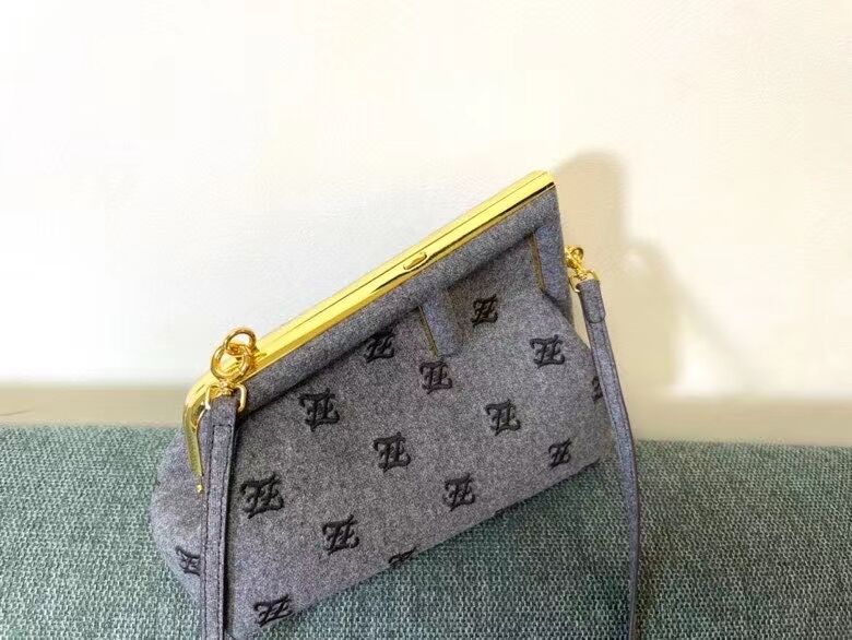 FENDI FIRST SMALL flannel bag with embroidery 8BP129A GRAY