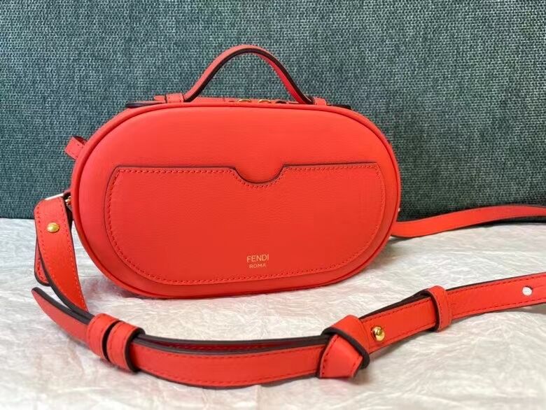 FENDI MINI CAMERA CASE leather and suede mini-bag 8BS058AH red