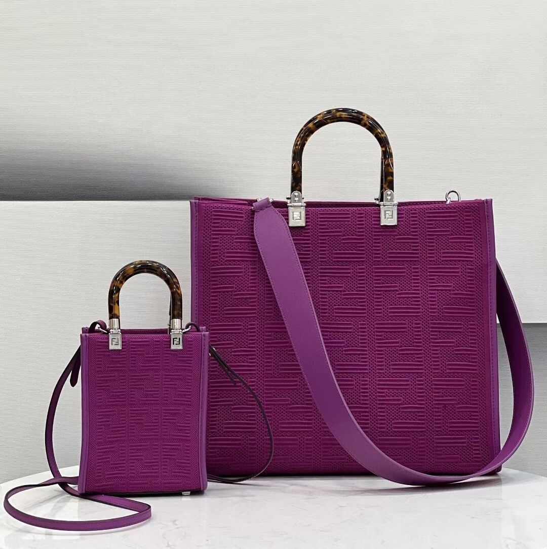 FENDI SUNSHINE MEDIUM FF fabric shopper 8BH386A Purple