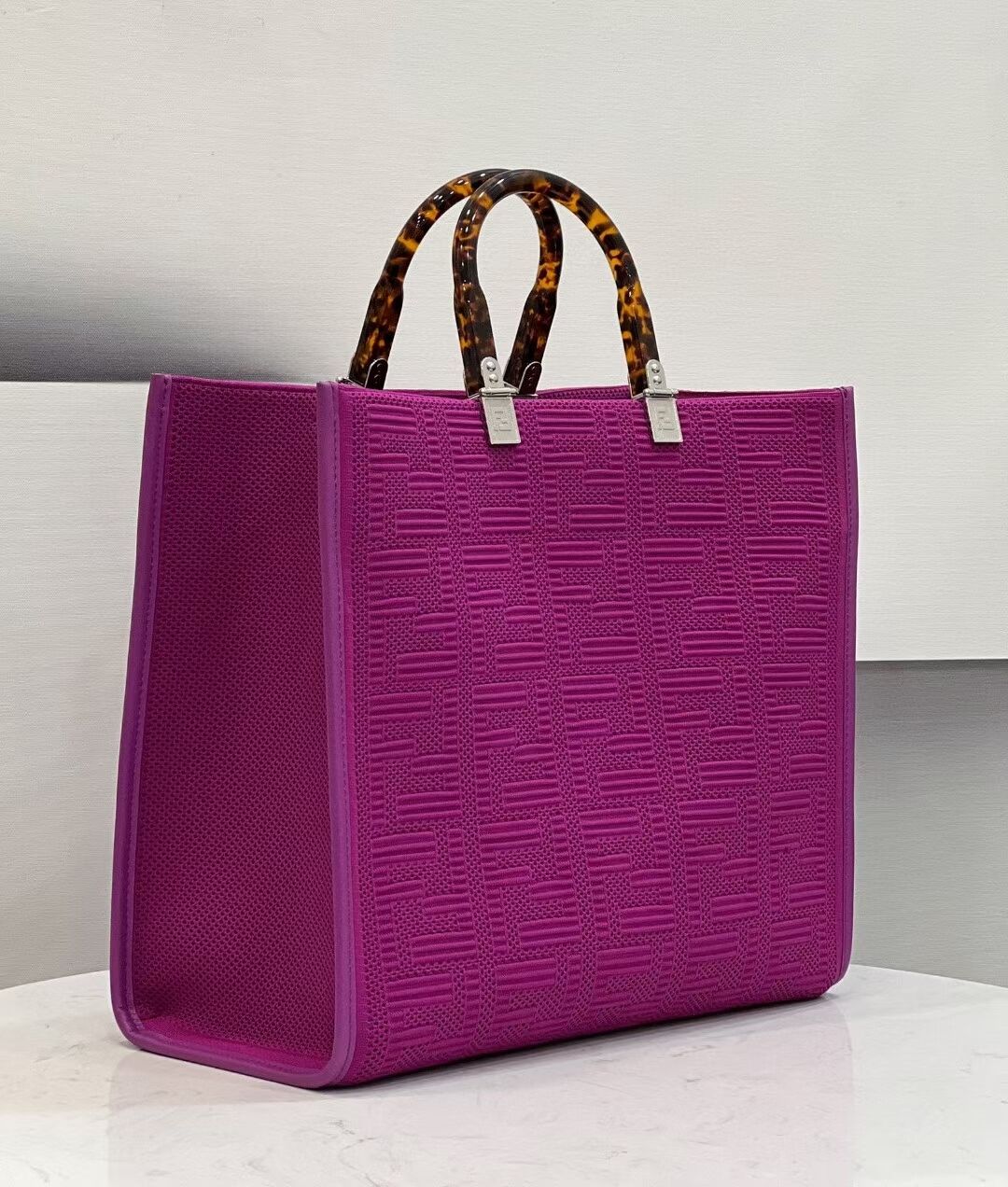 FENDI SUNSHINE MEDIUM FF fabric shopper 8BH386A Purple