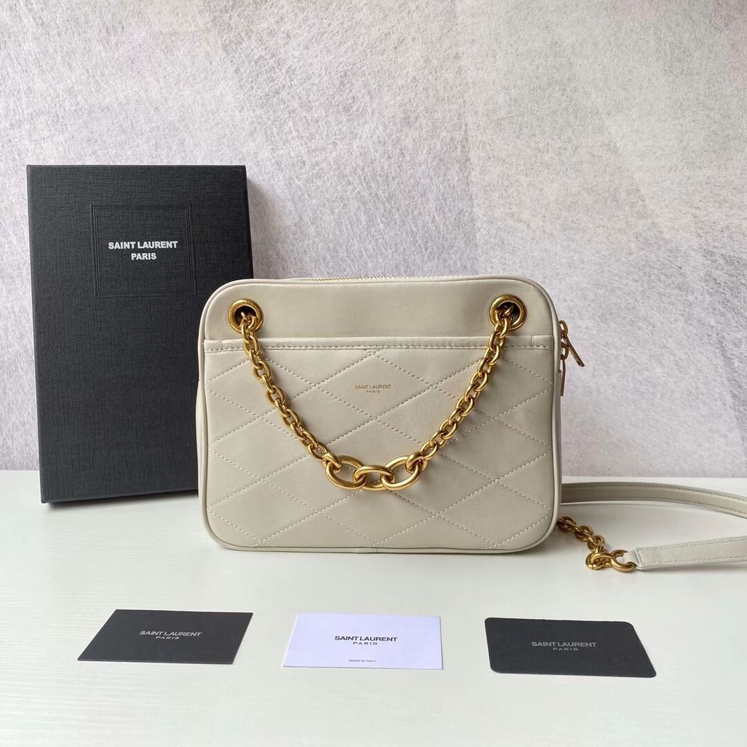 YSL LE MAILLON SMALL CHAIN BAG IN QUILTED LAMBSKIN 6693081 BLANC VINTAGE