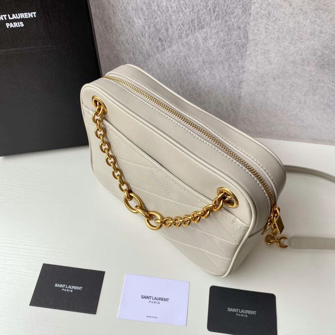 YSL LE MAILLON SMALL CHAIN BAG IN QUILTED LAMBSKIN 6693081 BLANC VINTAGE