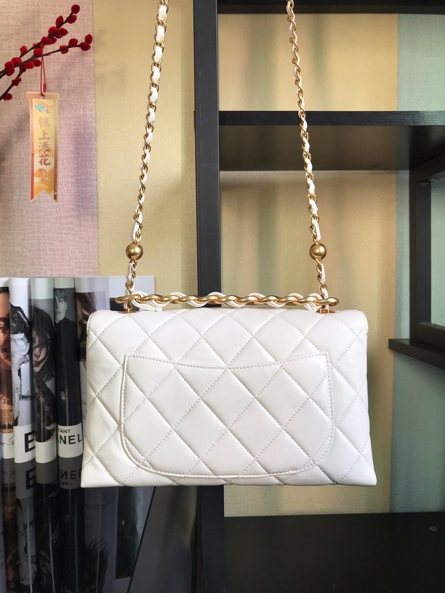 Chanel Flap Lambskin Shoulder Bag AS1267 white