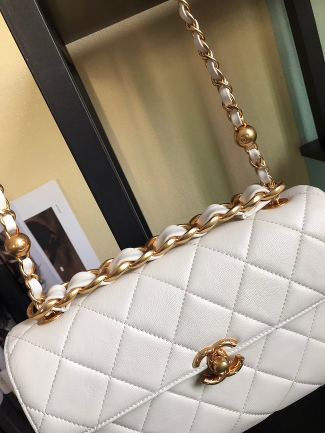 Chanel Flap Lambskin Shoulder Bag AS1267 white