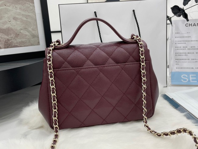 Chanel small flap bag Calfskin & Gold-Tone Metal A93749 Burgundy