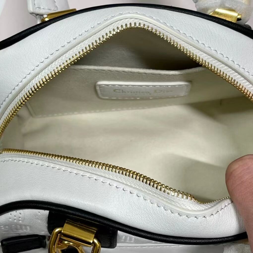 DIOR small Embossing leather tote Bag C9201 white