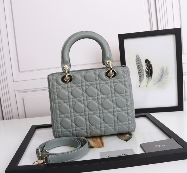 MEDIUM LADY DIOR BAG Cannage Lambskin M0565E gray