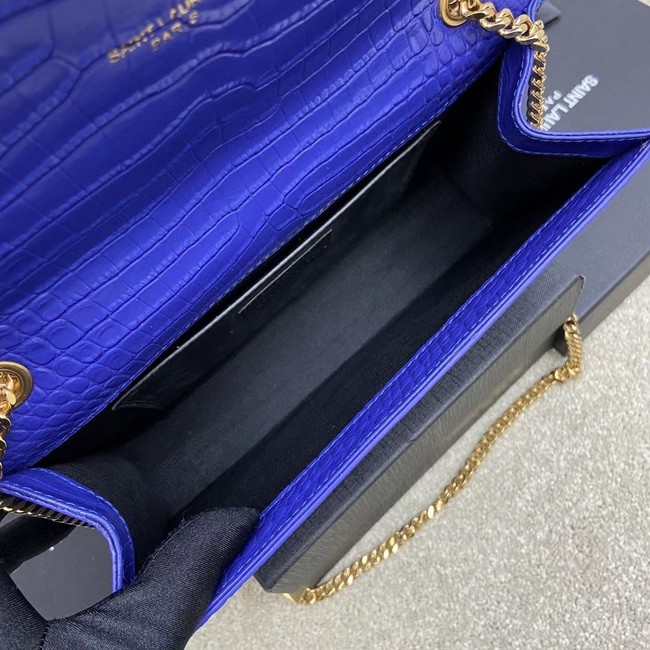 YSL KATE MEDIUM WITH TASSEL IN CROCODILE-EMBOSSED SHINY LEATHER 377829 blue