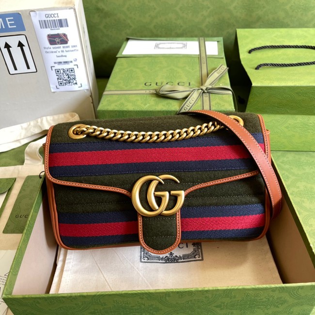 Gucci GG Marmont small shoulder bag 443497 Dark green