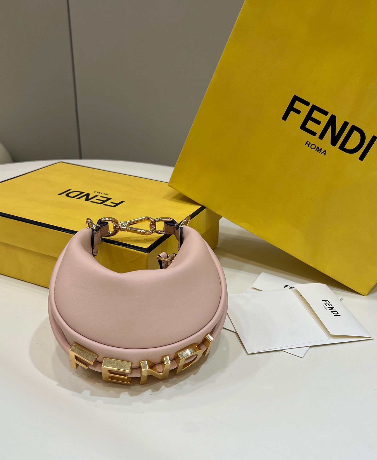 Fendi Praphy Original Leather Big Logo Bag 80056M 80056S Pink