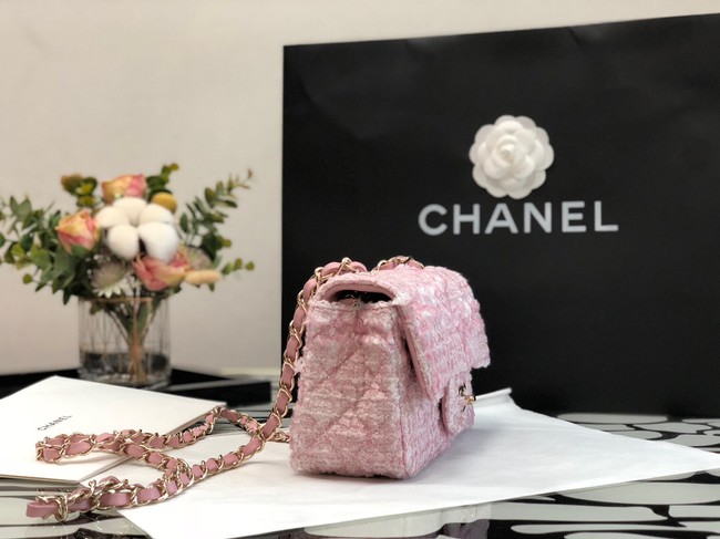 CHANEL Tweed Braided Calfskin & Gold-Tone Metal 1116 pink