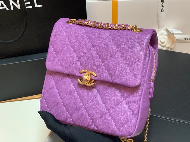 Chanel Grained Calfskin Backpack Original Leather AS3108 Lavender